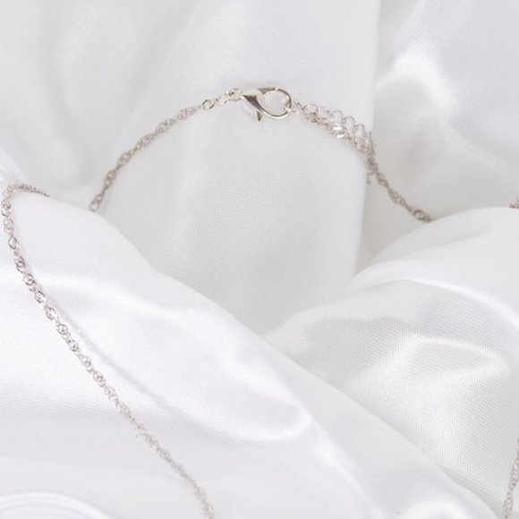 Silver Lotus Flower with Faux Pearl Charm Pendant Necklace - Picture 4 of 4